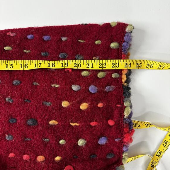 Design Options Cardigan Sweater Womens Large Red Multicolor Art Button Wool - Picture 14 of 15